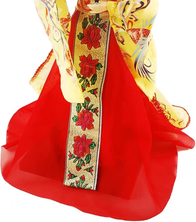 12 Inch Chinese Traditional Handicraft Silk Figurine Collectible Chinese Ancient Character Ornaments for Home Decoration(Yellow)