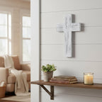 Geelin 4 Pcs Large Wooden Cross Wall Decor 16x11 Inch Hanging Cross for Craft Handmade Antique Religious Gifts Wooden Christians Wall Decor for Room Church Home Room(White)