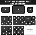 Plastic Drawer Organizers, 10 PCS Drawer Organizer Bins, Bathroom and Vanity Organizer Plastic Tray, Makeup Organizer and Storage for Makeup, Bedroom, Kitchen Gadgets Utensils and Office (Black)
