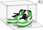 5 Pack Acrylic Shoe Box Size 14, Clear Plastic Stackable Sneaker Shoe Display Case Transparent Storage Bins Handbag Organizer Containers with Magnetic Lids, Figures Collectibles Showcase