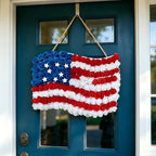 4th of July Decorations Outdoor Patriotic Wreaths for Front Door 250th Anniversary Decorations Red White and Blue American Flag Wreath (American Flag Sunflower C)