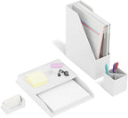 TRU RED Plastic Magazine File, White – Vertical Desktop Organizer for Magazines, Folders & Office Documents