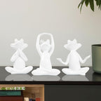 Suoedd White Frog Figurines Yoga Decor Set of 3 –Frog Yoga Statues for Modern Living Room Table Office Bookshelf Shelves Home Sculptures Decor