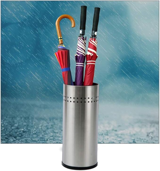 Umbrella Storage Bucket Indoor Umbrella Stand Organizer Stainless Steel Small Holder with Draining for Entryway Home Office Lobby
