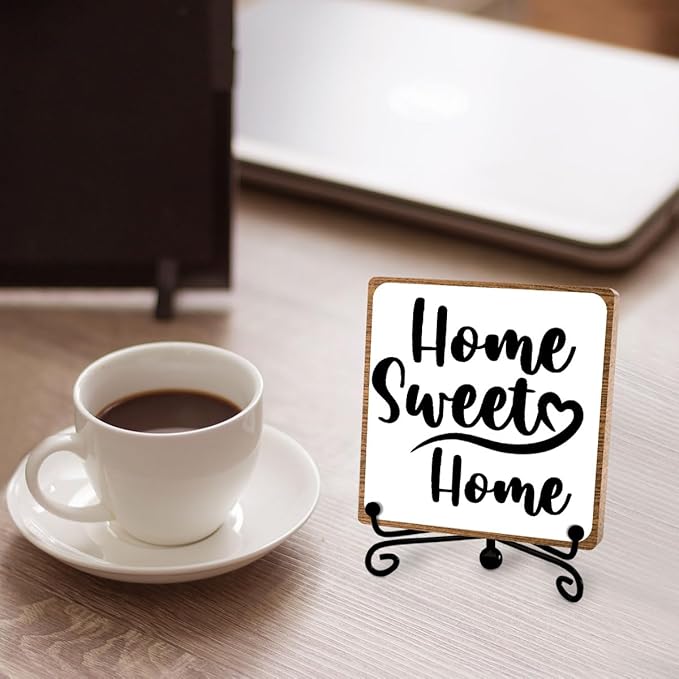 Toerifer Funny Home Decor, Home Sweet Home Sign, Cute Home Gifts for Women Men, Housewarming Gifts for Family, Wooden Plaque for Living Room, Home, Desk Cubicles
