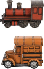 Classic Car Model Ornament Resin Vehicle Figurine 5.31inch Vintage Desk Decor Photo Prop Gift for Office Bedroom Cafe- Locomotive
