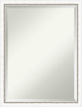 Amanti Art White Wall Mirror 26x20 Morgan White Silver Rectangle Bathroom Mirror for Wall Decor Living Room, Medium Modern Wood Frame, Hangs Horizonally and Vertically, Bathroom Decor, Beveled Edge