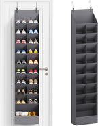 Lifewit 10 Tier Over the Door Shoe Organizer with 19 Large Deep Pockets, Fabric Hanging Shoes Shelf for Closet, Dorm Storage, Fit Up to 20 Pair Shoe Rack Holder for Sneakers, Boots, Gray