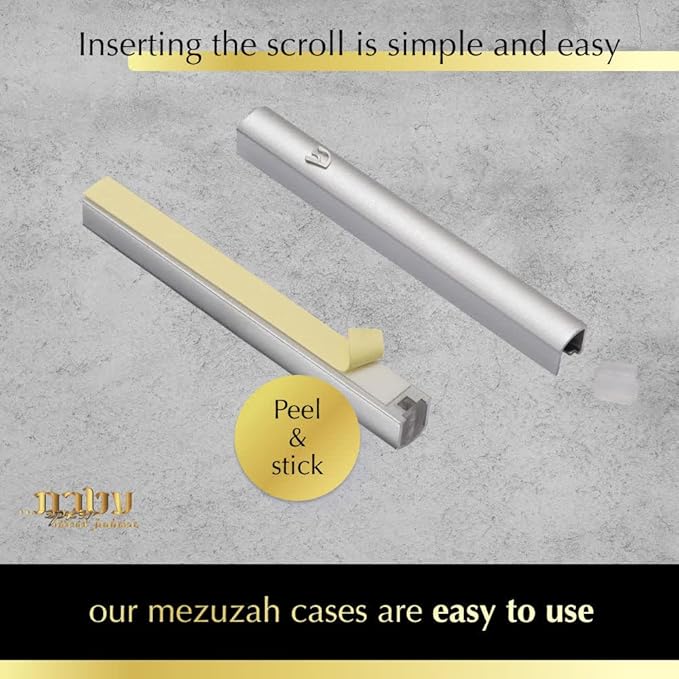 5 Pack Modern Aluminum Waterproof Mezuzah Case, Made in Israel, Fit up to 5" / 12cm Mezuzah Scroll, Easy Peel and Stick (Scroll Not Included)