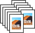 LaVie Home 12x16 Picture Frame Black Set of 10, Display 8.5x11 with Mat or 12 x 16 Without Mat Picture, Photo Frame Collage for Wall Gallery or Table Deco, Hanging or Tabletop Display