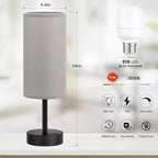 Dicoool Grey Touch Bedside Lamp with USB - 3 Way Dimmable Table Lamp for Bedroom, Nightstand Lamp with Black Charging Station for Desk Dorm, Office, Boy Kids Room, Small
