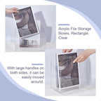 UNICRAFTALE Acrylic Magazine Holder Transparent Acrylics Newspaper Magazines Stand Organizer with handles Rectangle Acrylic File Storage Book Basket Box for Office Bedroom Home
