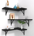 NATURE'S SOURCE Corner Floating Shelves, Corner Shelf Wall Mounted, Shelves for Room Wall, Home Decor Living Room Bedroom Office Kitchen Bathroom- Gothic Style (Black, Set of 3)