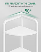 Hzuaneri Corner Shelf Stand, Corner Bookshelf, Plant Shelf, Corner Display Rack, Standing Shelf with Metal Frame for Living Room, Bathroom, Kitchen, Industrial Style, 6 Tier White CS06613W