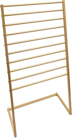 Scarf Display Stand, 10 Tier Metal Scarf Holder Organizer, Freestanding Scarf Rack, for Hanging Towels, Scarves, Clothes, Shawls, Blankets, Bandana, for Commercial Clothing Retail Store (Gold)