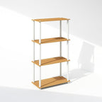 Furinno Turn-N-Tube Book Shelf, 4-Tier Bookshelf, Bookcase with Multipurpose Compact Display Rack, 11.6 x 23.6 x 43.2, for Living Room, Bedroom, Home Office, Beech/White