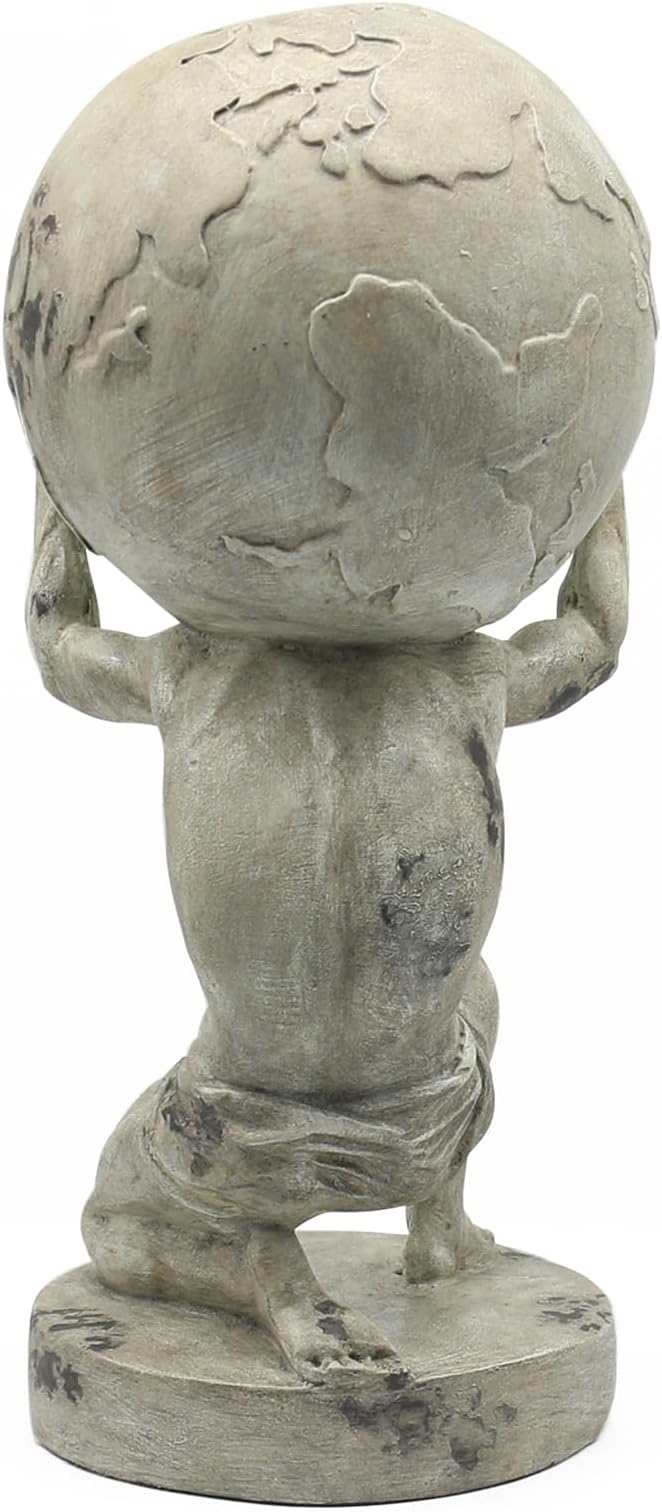 Lukitas Atlas Holding Up World Statue and Sculpture, Lifting The Earth Figurine Decor, Creative Ornament for Home Office Living Room, Resin 11.5''