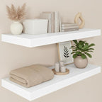 Vivelove 30x12 Inch Floating Shelves for Wall, 12 Deep Shelves for Room Wall Mounted, 2" Thick Floating Shelf for Living Room Bedroom Bathroom Kitchen Laundry Room, Set of 2 White