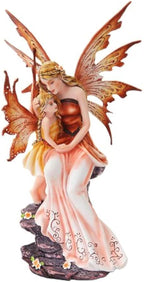 Mother and Baby Fairy Figurine, Hand-Painted Resin Statue for Home Decor, 8-Inch Collectible