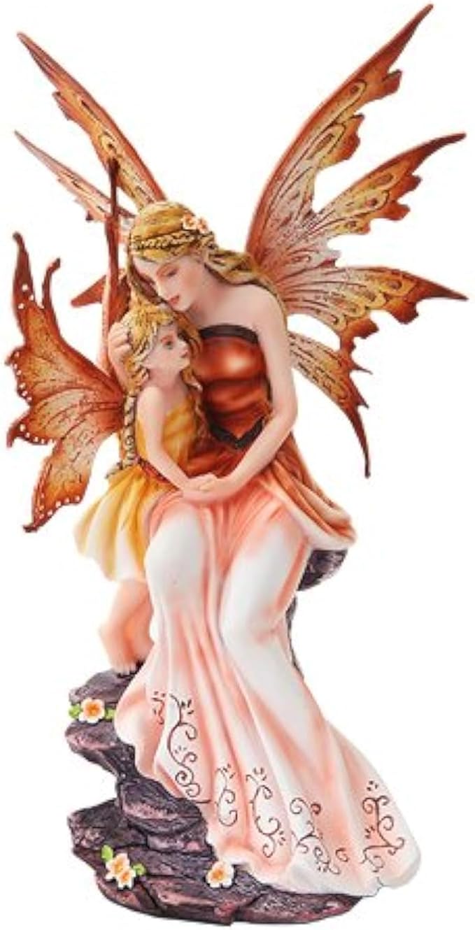 Mother and Baby Fairy Figurine, Hand-Painted Resin Statue for Home Decor, 8-Inch Collectible