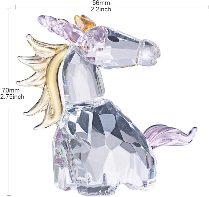 LONGWIN Crystal Unicorn Figurines Glass Home Decorative Ornaments Collectible