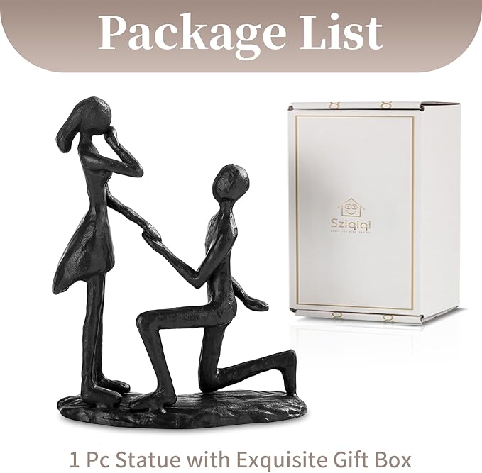 Sziqiqi Anniversary Wedding Gifts for Couple: 6th Anniversary Iron Gift for Her Him Husband Wife - 1 Year Wedding Gifts for Engagement Christmas Valentines Birthday - Couple Sculptures for Home Decor