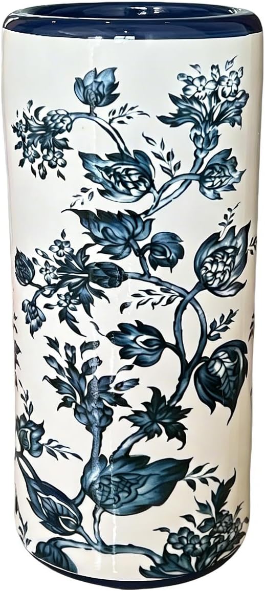 Ceramic Umbrella Stand Umbrella Holder for Entryway Hand-Made Umbrella Stand Barrels Umbrella Holder Cane Floor Standing Vase Ceramic Storage Bucket for Home Office Entrance Indoor.(White213)