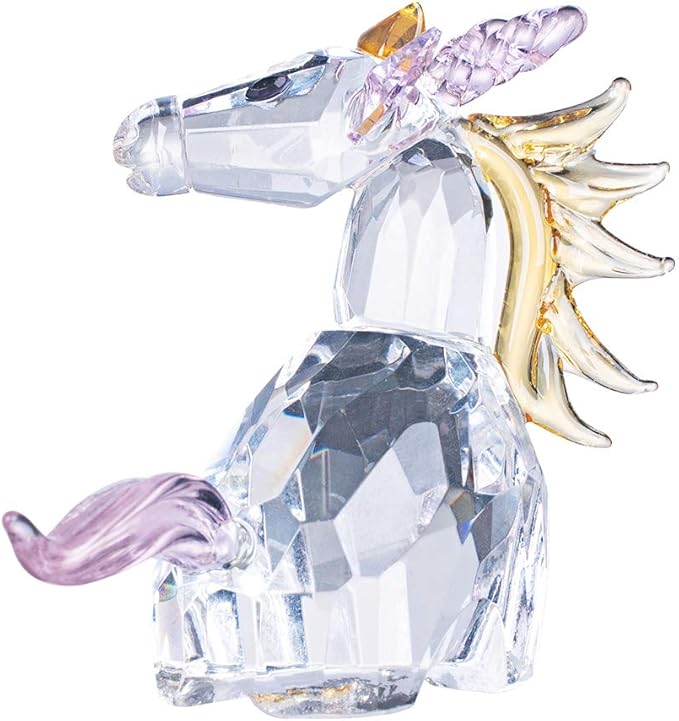 LONGWIN Crystal Unicorn Figurines Glass Home Decorative Ornaments Collectible