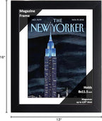 Creative Picture Frames 8 x 11.5 Magazine Frame with Full-Strength Glass, Holds Up To A 1/8" Thick Media with Installed Hangers for Easy Mounting, 11x14 Black Frame with White Mat