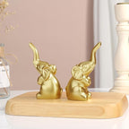 DUQGUHO Mini Gold Elephant Gifts for Women, Modern Style Small Golden Animal Statue, 2PCS Elephant Decor for Desk Shelves 3.5Inch