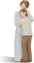 Mother Son Embrace Sculpture, Hand-Painted Mom & Son Figurine for Cherishing Maternal Bond, Memorial & Gifting on Mother's Day/Birthday/Christmas