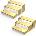 6 PCs Risers Display Stands 3 Tiers Desktop Acrylic Shelves Cake Dessert Holder Products Stand for Collectibles Shoes Jewels Pop Figure (Golden)