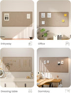 Fluxynara Bulletin Board, 35" x 17.5" Cork Board Alternative with 12 Safe Removable Adhesive Tabs, Foldable Felt Pin Board for Home Office, Classroom, Bedroom,Entryway for Walls—Taupe