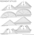 32"W x 16"H x 2"P Half Round Smooth Architectural Grade PVC Pediment