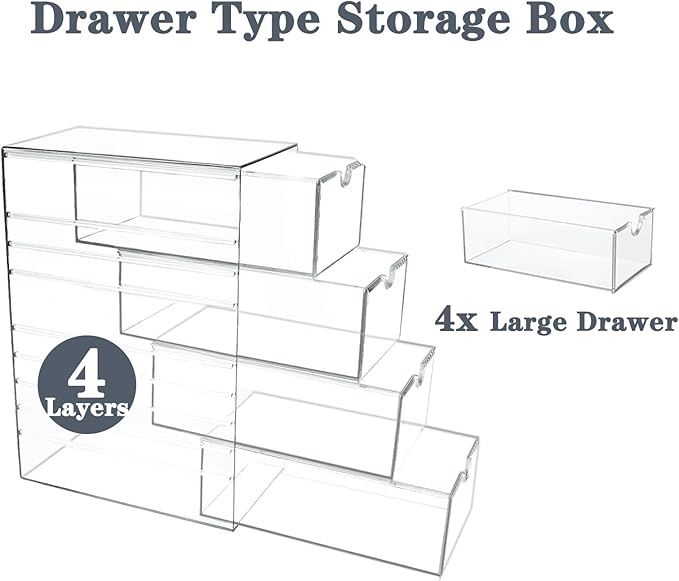 Clear Acrylic 4 Drawers Storage Organizer for Hair Accessories Organizing Stackable Containers Box for Cosmetics Jewelry Stationery Storage Organization Drawers Set (Acrylic 4 drawers)