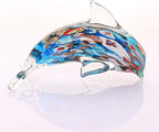 Quligeta Glass Dolphin Figurine Handmade Blown Sea Animal Sculpture Statue Paperweight Gift Collectible Home Desk Decoration Ornaments (Murano)