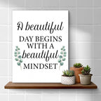 Motivational Eucalyptus Wall Art Decor, Inspirational Green Botanical Pictures Positive Quotes Canvas Painting Posters for Office Living Room Bedroom Decoration (8 X 10 Inches, Framed)