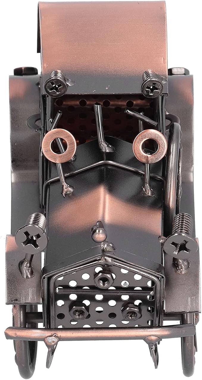 Vintage Car Model Metal Bronze Classic Exquisite Home Decorative Handicraft Ornament, Antique Car Decor for Living Room Office Shelf, Retro Toy Collectible Gift for Car