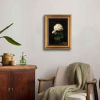 Gold Framed Moody Flower Canvas Wall Art White Hydrangea Living Kitchen painting Decor Pictures Bedroom Vintage Plant Floral Posters Prints for Corridor Classroom Bedroom Woman Room Decoration