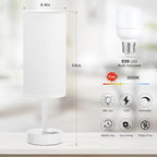 Dicoool White Touch Bedside Lamp for Bedroom - 3 Way Dimmable Table Lamp with USB, Nightstand Lamp with White Charging Station for Desk Dorm, Girl Kids Room, Small