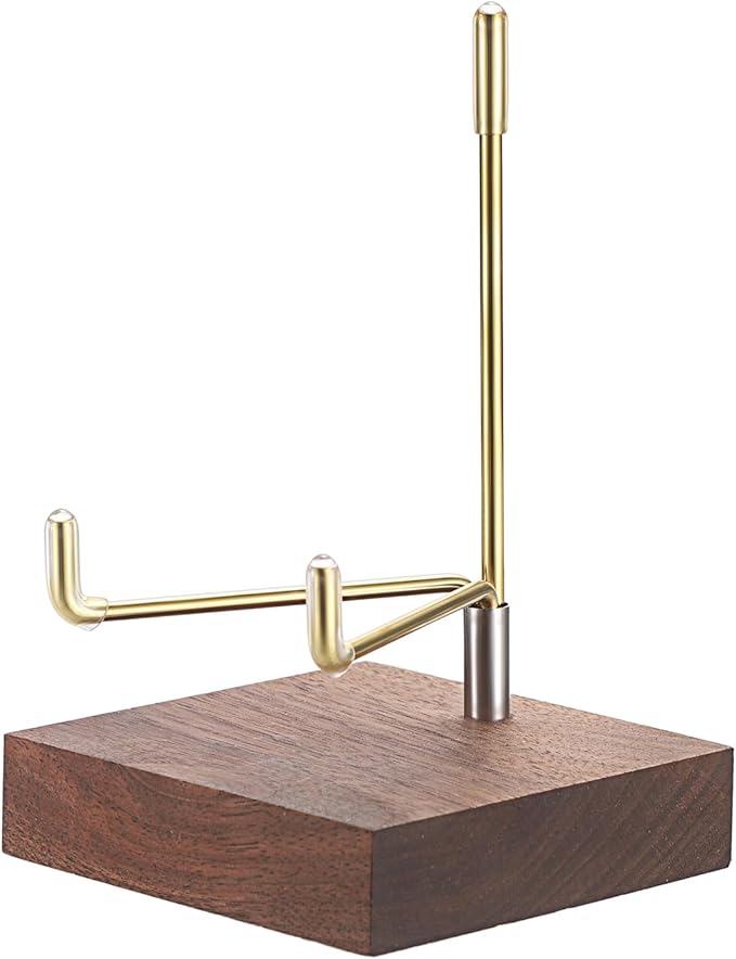 Hipiwe Display Stand Easel with Adjustable Metal Arms Wooden Base Rock Display Easel Holder for Fossil Coral Geodes Rock Mineral Agate Plate Seashell and Small Collectibles,2.6"x2.6"x4.2"