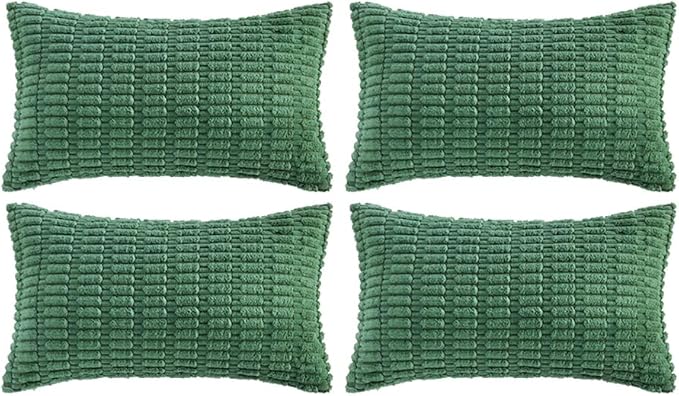 Fancy Homi 4 Packs Decorative Throw Pillow Covers for Living Room Couch Bed, Modern Farmhouse Boho Home Décor Accent Cushion Case, 24" x 16", Green Series