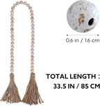 IMIKEYA Wooden Beads Garland: Farmhouse Wood Bead Garland with Tassels Boho Wall Hanging for Home Decor Tiered Tray Rustic Wood Prayer for Coffee Table Decor