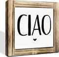 Ciao Wood Sign, Front Door Signs for Porch Decor, Farmhouse Shelf Counter Decor, Home Decor for Living Room, Entryway Decors, Welcome Decoration, Decorative Wooden Table Signs, 5.9×5.9 inches