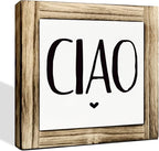 Ciao Wood Sign, Front Door Signs for Porch Decor, Farmhouse Shelf Counter Decor, Home Decor for Living Room, Entryway Decors, Welcome Decoration, Decorative Wooden Table Signs, 5.9×5.9 inches