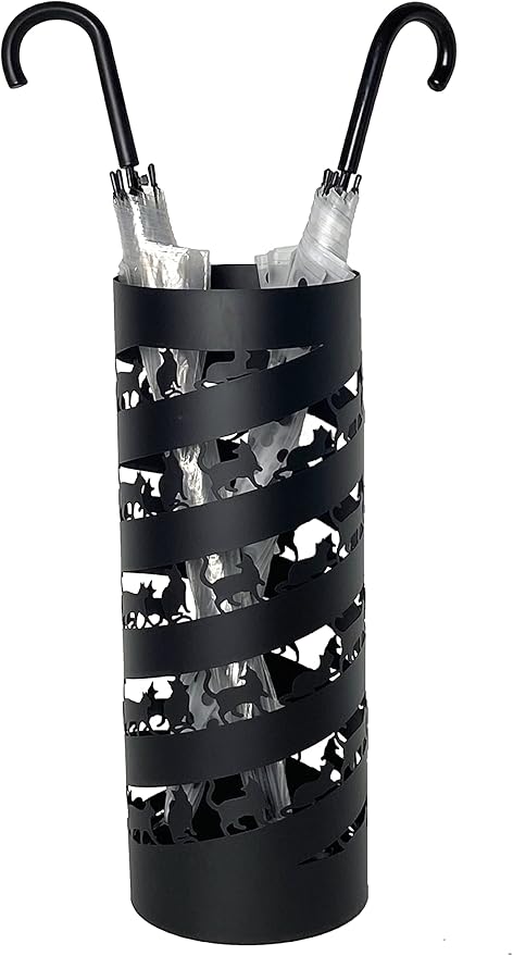Mango Steam Round Cat Spiral Umbrella Stand 22" Tall, Black