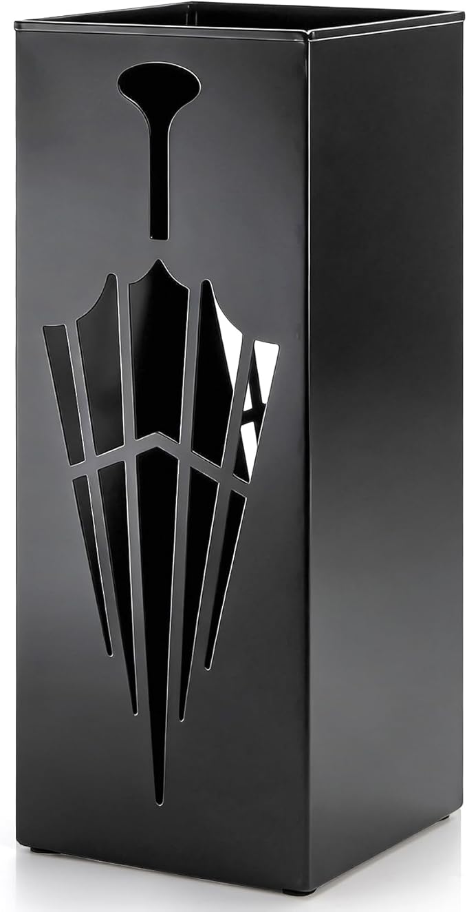 Square Metal Umbrella Stands, Umbrella Holder Rack for Entryway, Canes Walking Sticks Storage Bin Freestanding for Home Office Indoor Hotel Shop, 6.5" x 6.5" x 16.5", Black