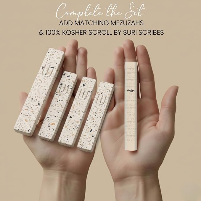 SURI Mezuzah for Door with Scroll – 9 Inch Modern Mezuzah Case with Non Kosher Scroll Included, Fits up to 8” Scroll, Easy Adhesive Installation, Gift Box Included