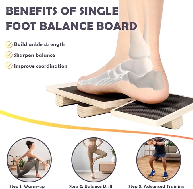 Ankle Balance Board for Stability & Strength Training – Single Leg Balance Board Wobble Board Balance Trainer for Ankle Strengthener, Axis Board for Home Gym, Rehab & Athletic Training