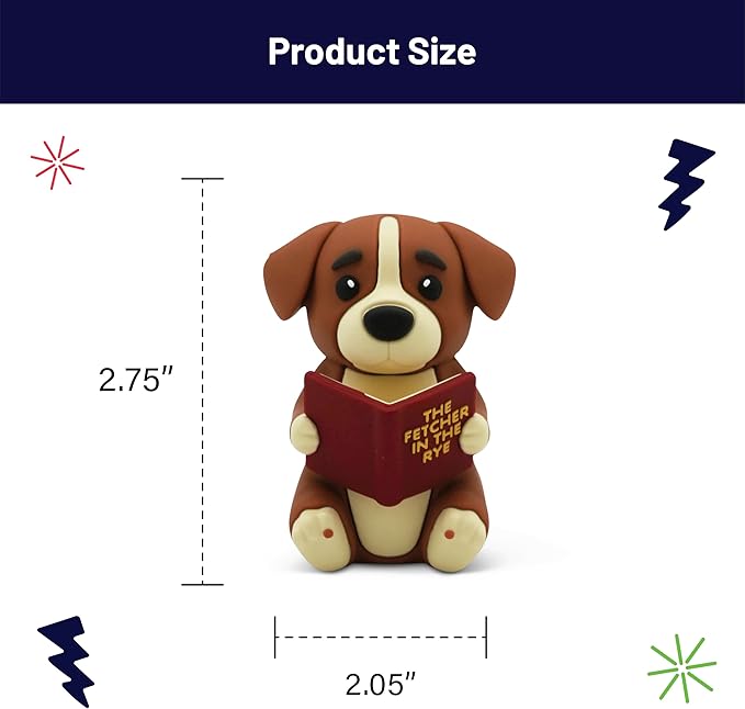 Little Readers – Cute Figurines for Bookshelves, Desks, Terrariums & Home Decor – Book-Loving Animal Statues - Dog